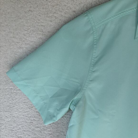 Eddie Bauer Tech Woven Shirt Mens Medium Teal Blue Short Sleeve Fishing Vented - Picture 4 of 16
